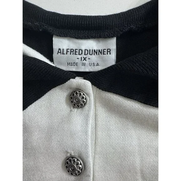 Vintage Alfred Dunner USA Made Size 1X Black & White Collared Sweater Plus Size - Picture 4 of 9